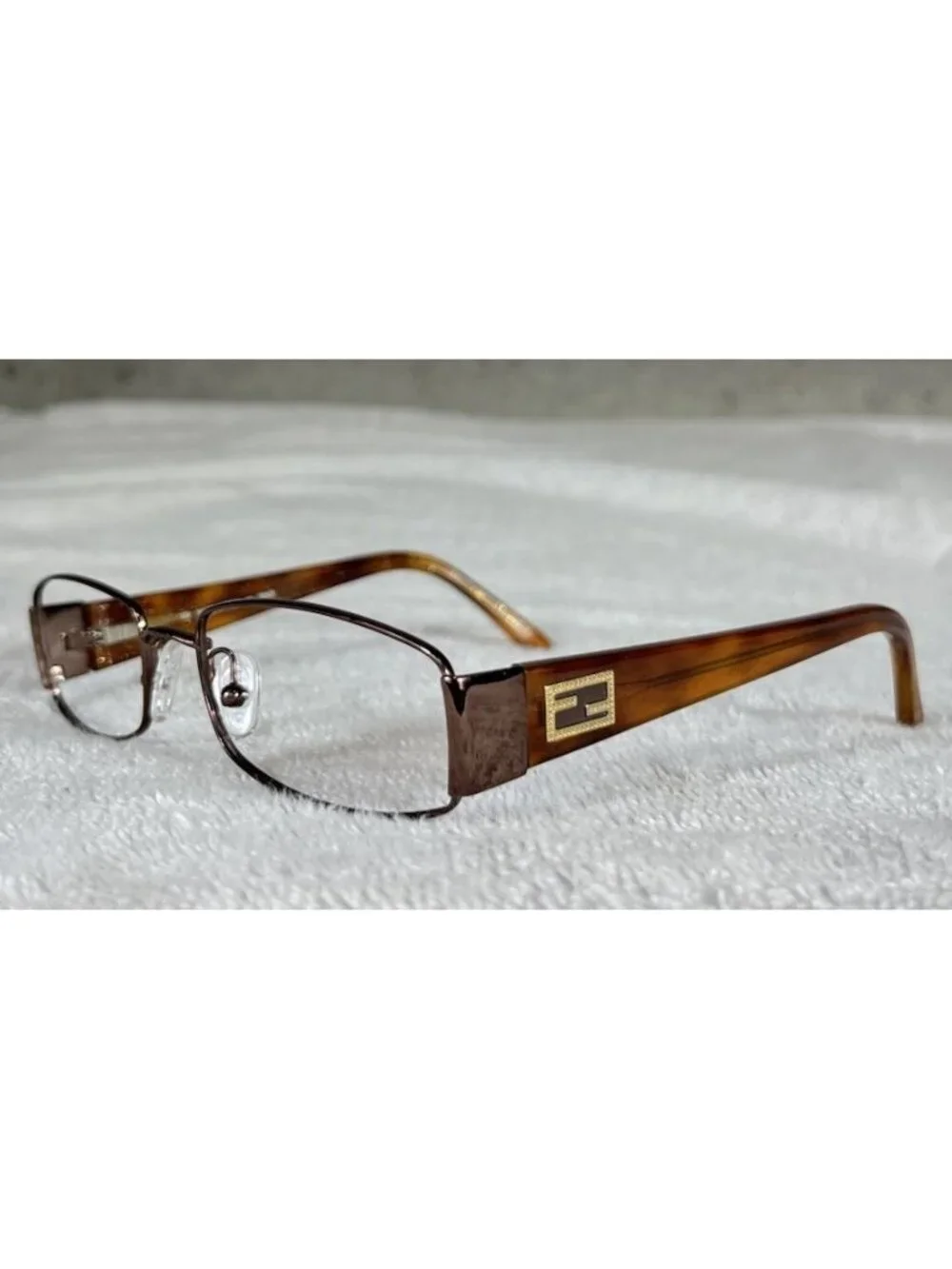 Fendi F878 705 Bronze Full Rim Metal Rectangular Eyeglasses Frames 52-17-135